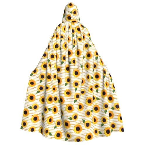 GUOLGP Sonnenblumenmuster-Druck, für Damen und Herren, Kapuzenumhang für Halloween, Weihnachten, Karneval, Mottopartys von GUOLGP