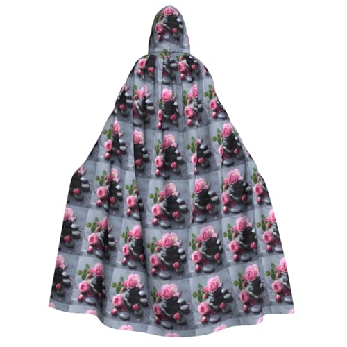 GUOLGP Spa Stone And Rose Flowers Print Men And Women Adult Hooded Cloak For Halloween Christmas Carnival Theme Parties GUOLGP Spa Stone And Rose Flowers Print Men And Women Adult Hooded Cloak For Halloween Christmas Carnival Theme Parties von GUOLGP