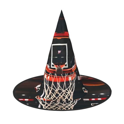 GUOLGP Stylischer Halloween-Hexenhut mit Basketball-Druck, für Partys, Karneval und Cosplay, leicht, faltbar GUOLGP Stylischer Halloween-Hexenhut mit Basketball-Druck, für Partys, Karneval und Cosplay, leicht, faltbar von GUOLGP