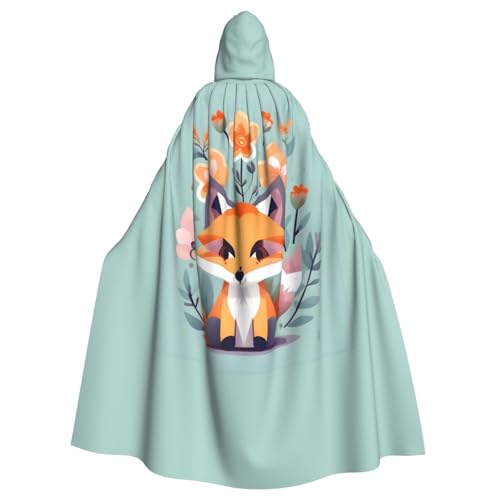 GUOLGP Süßer Fuchs-Blumen-Druck, Halloween-Kapuzenumhang, Kostüm für Erwachsene und Kinder, für Cosplay-Partys und Festivals GUOLGP Süßer Fuchs-Blumen-Druck, Halloween-Kapuzenumhang, Kostüm für Erwachsene und Kinder, für Cosplay-Partys und Festivals von GUOLGP