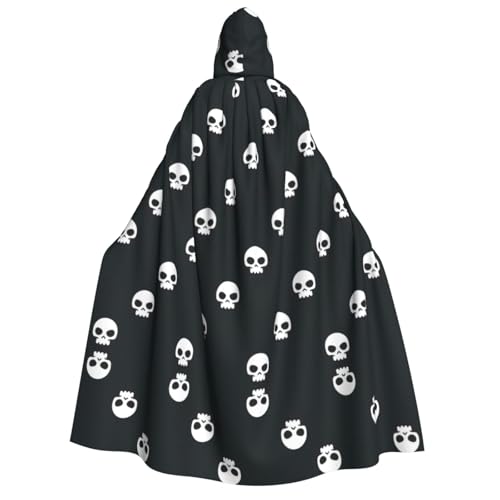 GUOLGP Totenkopf-Aufdruck, für Damen und Herren, Kapuzenumhang für Halloween, Weihnachten, Karneval, Mottopartys von GUOLGP