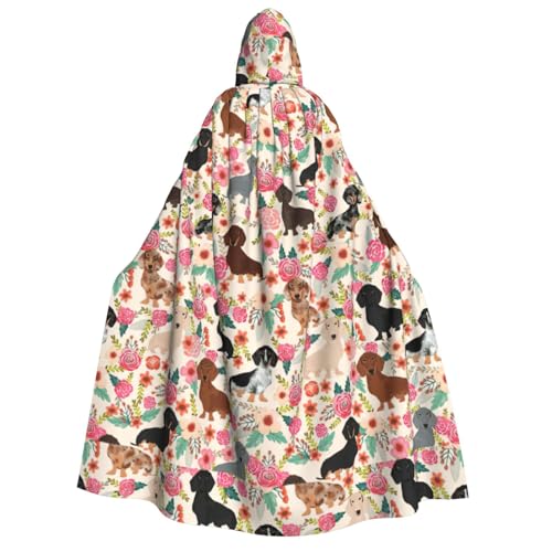 GUOLGP Umhang mit Kapuze für Damen und Herren, Dackel-Druck, für Halloween, Weihnachten, Karneval, Mottopartys von GUOLGP