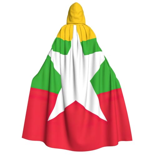 GUOLGP Umhang mit Kapuze für Damen und Herren, Motiv: Flagge von Myanmar, für Halloween, Weihnachten, Karneval, Mottopartys GUOLGP Umhang mit Kapuze für Damen und Herren, Motiv: Flagge von Myanmar, für Halloween, Weihnachten, Karneval, Mottopartys von GUOLGP