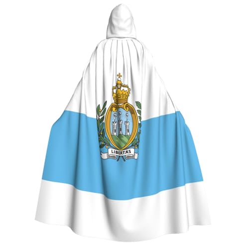 GUOLGP Umhang mit Kapuze für Damen und Herren, Motiv: Flagge von San Marino, für Halloween, Weihnachten, Karneval, Mottopartys von GUOLGP