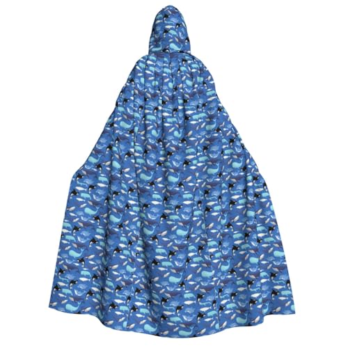 GUOLGP Umhang mit Kapuze für Damen und Herren, Wal-Muster, für Halloween, Weihnachten, Karneval, Mottopartys GUOLGP Umhang mit Kapuze für Damen und Herren, Wal-Muster, für Halloween, Weihnachten, Karneval, Mottopartys von GUOLGP