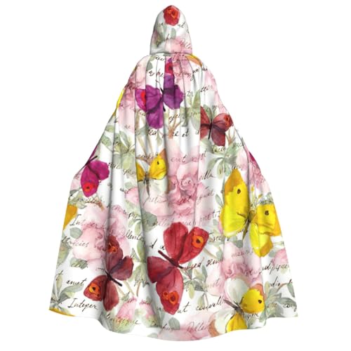 GUOLGP Umhang mit Kapuze für Damen und Herren, mit Schmetterlings-Aufdruck, für Halloween, Weihnachten, Karneval, Mottopartys von GUOLGP