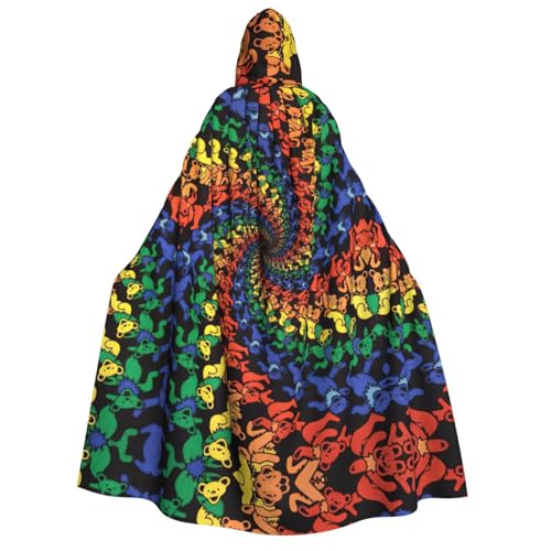 GUOLGP Umhang mit Kapuze für Damen und Herren mit Bärentanzen, Batikdruck, für Halloween, Weihnachten, Karneval, Mottopartys von GUOLGP