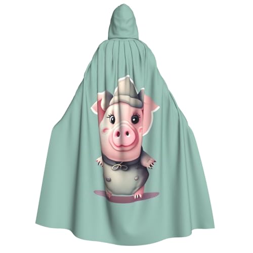 GUOLGP Umhang mit Kapuze für Damen und Herren mit niedlichem Schweine-Aufdruck, für Halloween, Weihnachten, Karneval, Mottopartys von GUOLGP