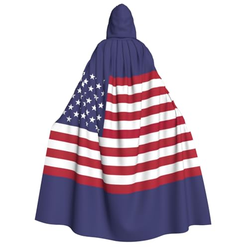 GUOLGP Umhang mit amerikanischer Flagge, für Damen und Herren, mit Kapuze, für Halloween, Weihnachten, Karneval, Mottopartys von GUOLGP