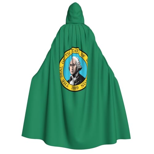 GUOLGP Washington-Flaggen-Druck, für Damen und Herren, mit Kapuze, Umhang für Halloween, Weihnachten, Karneval, Mottopartys von GUOLGP