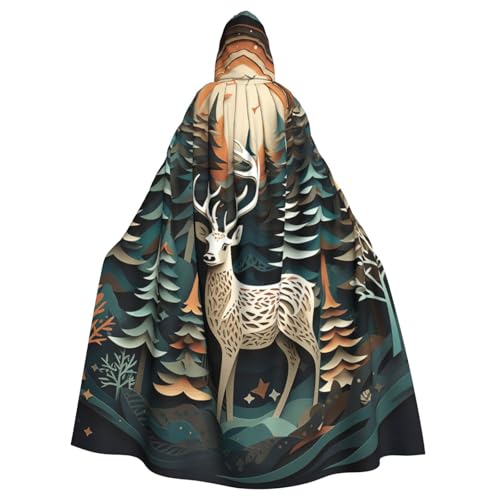 GUOLGP Weihnachtliches Hirsch-Aufdruck, Halloween-Kapuzenumhang für Erwachsene und Kinder, für Cosplay-Partys und Festivals GUOLGP Weihnachtliches Hirsch-Aufdruck, Halloween-Kapuzenumhang für Erwachsene und Kinder, für Cosplay-Partys und Festivals von GUOLGP