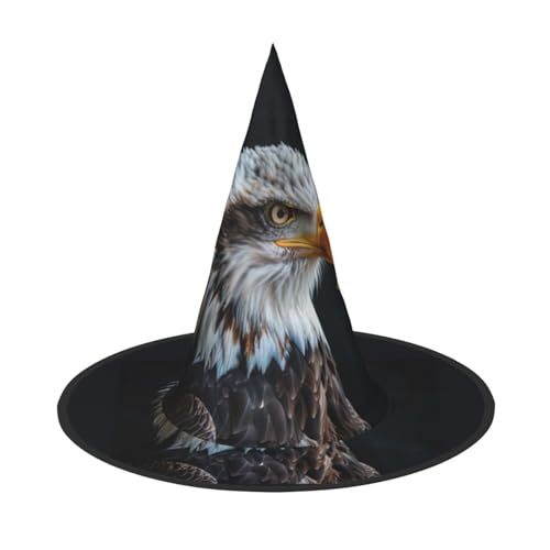 GUOLGP Weißkopfseeadleraufdruck, stilvoller Halloween-Hexenhut für Partys, Karneval und Cosplay, leicht, faltbar GUOLGP Weißkopfseeadleraufdruck, stilvoller Halloween-Hexenhut für Partys, Karneval und Cosplay, leicht, faltbar von GUOLGP