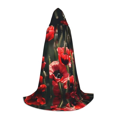 GUOLGP Wunderschöner roter Mohnblumen-Aufdruck, Halloween-Kapuzenumhang für Herren, Damen, Teenager, Zauberer, Robe für Weihnachten, Kostüm, Karneval GUOLGP Wunderschöner roter Mohnblumen-Aufdruck, Halloween-Kapuzenumhang für Herren, Damen, Teenager, Zauberer, Robe für Weihnachten, Kostüm, Karneval von GUOLGP