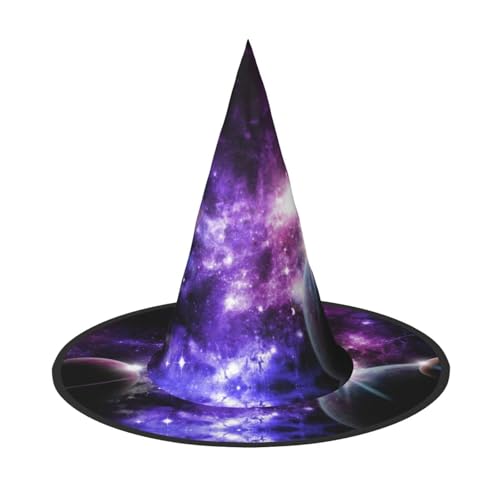 Galaxie Himmel Druck Stilvolle Halloween Hexenhut für Partys Karneval und Cosplay Leicht Faltbar von GUOLGP