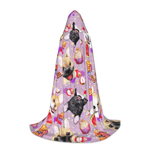 Kapuzenumhang mit französischer kleiner Bulldogge, für Herren, Damen, Teenager, Zauberer, Robe für Weihnachten, Kostüm, Karneval von GUOLGP