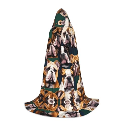 Kapuzenumhang mit süßem englischen Bulldoggen-Druck, für Herren, Damen, Teenager, Zauberer, Robe für Weihnachten, Kostüm, Karneval Kapuzenumhang mit süßem englischen Bulldoggen-Druck, für Herren, Damen, Teenager, Zauberer, Robe für Weihnachten, Kostüm, Karneval von GUOLGP