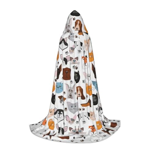Katzen- und Hundegesichter Bulldogge Beagle Labrador Print Halloween Kapuzenumhang Männer Frauen Teenager Zauberer Robe für Weihnachten Kostüm Karneval Katzen- und Hundegesichter Bulldogge Beagle Labrador Print Halloween Kapuzenumhang Männer Frauen Teenager Zauberer Robe für Weihnachten Kostüm Karneval von GUOLGP