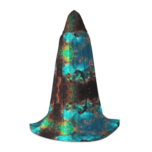 Universum Galaxie Weltraumdruck Halloween Kapuzenumhang Herren Damen Teenager Zauberer Robe für Weihnachten Kostüm Karneval von GUOLGP