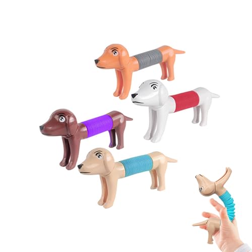 GUOYOU 4 Stücke Wundertüte Kinder Mitgebsel Stressabbauendes Hundespielzeug Tubes Teleskop Saugnapf Stretchy Wiederverwendbar Dehnbares Spielzeug Pop Tube Spielzeug für Kinder Jungen von GUOYOU
