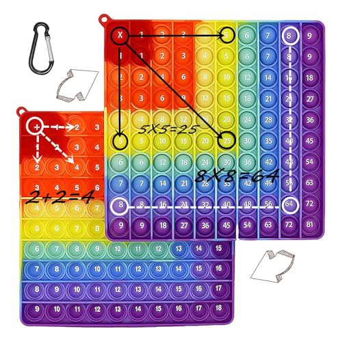 Pop On 2 in 1 Multiplikationsbrett und Hundertertafel, GUOYOU Multiplikation und Addition Pop It Lernspielzeug, 100 Zahlen Push Bubble Pop Spielzeug für Kinder Aufklärung Digitaler(20x20cm) von GUOYOU