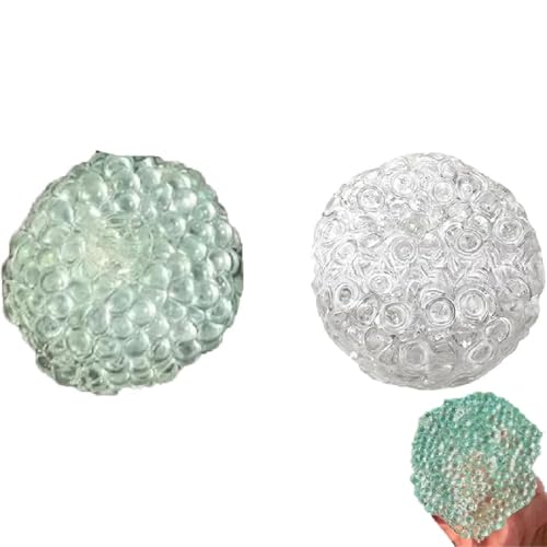 2 Stück Handmade Pressure Relief Balls,Stress Relief Balls for Hands,Trauben Stressabbauball,Tragbar und formbar Vakuum Trauben Stress Ball, Zappelspielzeug Quetschball für Erwachsene (Weiß+Grün) von GUSHE
