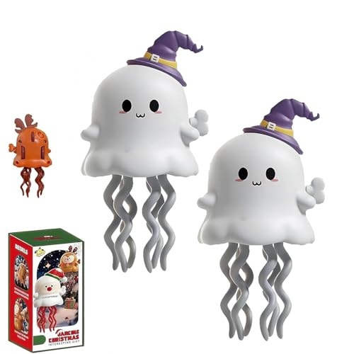 2 Stück Magical Mini Dancing Ghost for Christmas, Magischer Mini Tanzender Geist, Halloween Uhrwerk Tanzendes Geisterspielzeug, Magischer Mini-3D-Geist Geschenk für Halloween Weihnachten (Ghost) von GUSHE