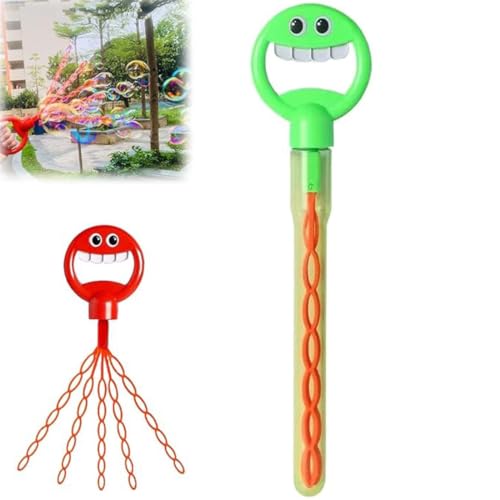 32 Holes Bubble Wand Toy, Blasenspielzeug mit 32 Löchern, 32 Loch Blasenstab mit Lächelndem Gesicht mit fünf Krallen, Seifenblasen Kinder 32 Loch, Seifenblasenmaschine mit Flüssigkeit (Grün) von GUSHE