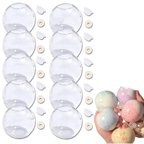 Blank Pressure Ball Skin DIY Kit, Rohling Druckball Skin DIY Kit, Dekompressionskugel-Kit, Anti Stress Bälle Weiche Quetschspielzeuge, Wiederverwendbar Vakuum-Stressball für Kinder (Transparent*10) von GUSHE