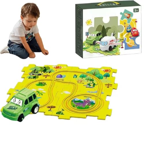 Children's Educational Puzzle Track Car Play Set, Auto Spielzeug Autorennbahn Spielzeugauto, Montessori Spielzeug für Kleinkind, DIY-Puzzlebahn Geschenk für Kinderspielzeug ab 3 4 5 6 Jahre (A) von GUSHE