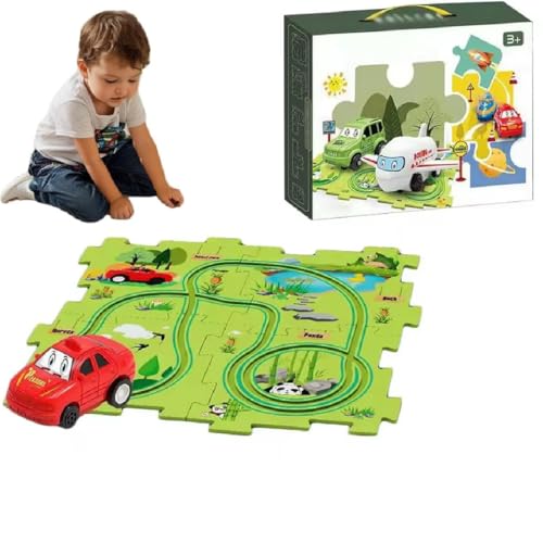 Children's Educational Puzzle Track Car Play Set, Auto Spielzeug Autorennbahn Spielzeugauto, Montessori Spielzeug für Kleinkind, DIY-Puzzlebahn Geschenk für Kinderspielzeug ab 3 4 5 6 Jahre (B) von GUSHE