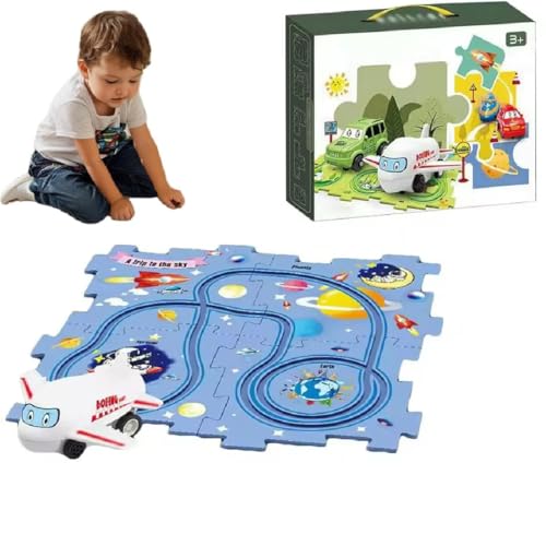 Children's Educational Puzzle Track Car Play Set, Auto Spielzeug Autorennbahn Spielzeugauto, Montessori Spielzeug für Kleinkind, DIY-Puzzlebahn Geschenk für Kinderspielzeug ab 3 4 5 6 Jahre (C) von GUSHE