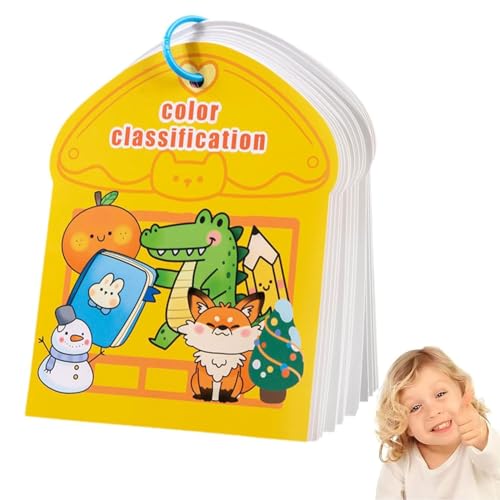 Color Sorting Quiet Paste Book, Digital Cognition Busy Book, Montessori Spielzeug Busy Book für Kinder, Busy Board mit Klett-Sticker, Vorschule Lernaktivitäten Buch für 3 4 5 Jahren Kinder (Color) von GUSHE