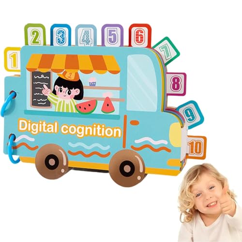 Color Sorting Quiet Paste Book, Digital Cognition Busy Book, Montessori Spielzeug Busy Book für Kinder, Busy Board mit Klett-Sticker, Vorschule Lernaktivitäten Buch für 3 4 5 Jahren Kinder (Number) von GUSHE