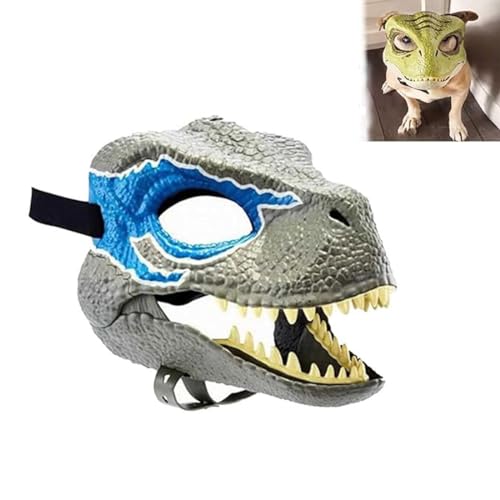 Dog Dinosaur Mask, Hund Dinosaurier Maske, Dinosaurier Maske für Hunde, Dinosaurier Maske mit Beweglichen Kiefer, Realistische Dinosaurier Kopf Latex Maske, Dinosaurier Maske mit Öffnungsbacke (A) von GUSHE