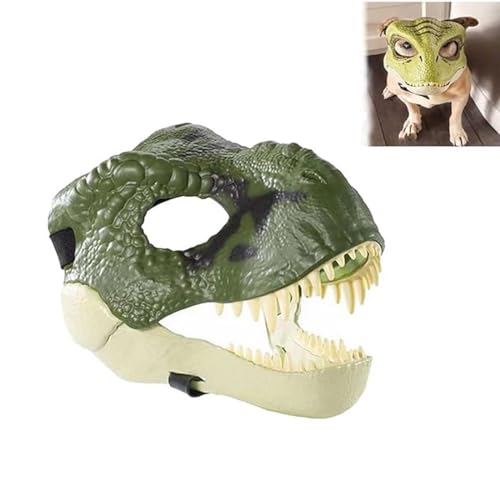 Dog Dinosaur Mask, Hund Dinosaurier Maske, Dinosaurier Maske für Hunde, Dinosaurier Maske mit Beweglichen Kiefer, Realistische Dinosaurier Kopf Latex Maske, Dinosaurier Maske mit Öffnungsbacke (B) von GUSHE