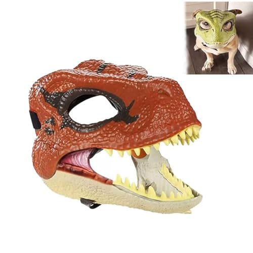 Dog Dinosaur Mask, Hund Dinosaurier Maske, Dinosaurier Maske für Hunde, Dinosaurier Maske mit Beweglichen Kiefer, Realistische Dinosaurier Kopf Latex Maske, Dinosaurier Maske mit Öffnungsbacke (C) von GUSHE