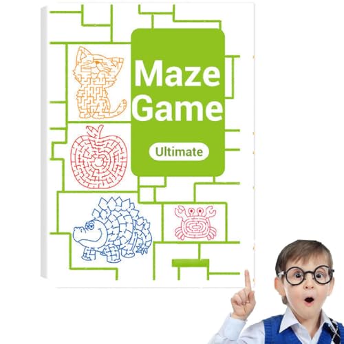 Four-Level Progressive Maze Book Set for Children,Vierstufiges progressives Labyrinth-Buchset für Kinder,Labyrinth-Aktivitätsbuch,Spaßige und herausfordernde Maze für Kinder 4-8 Jahren (D) von GUSHE