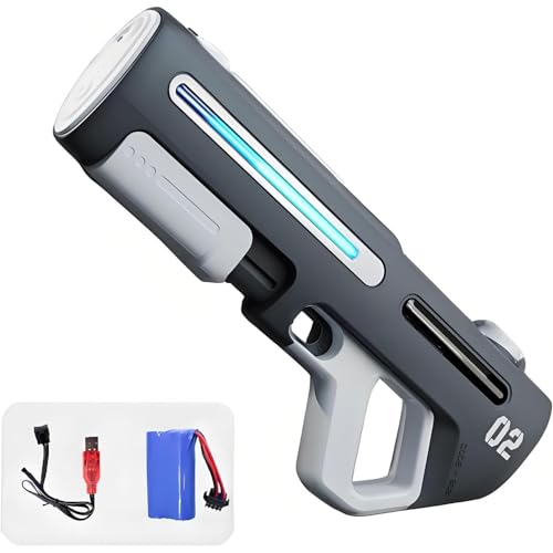 Long-Range Electric Water Blaster with LED for Kids Adults,Elektrische Wasserpistole Wiederaufladbare,6-8 M Reichweite,Automatische Wasser Pistole Spielzeug für im Freien Sommer Pool Strand (Grau) von GUSHE