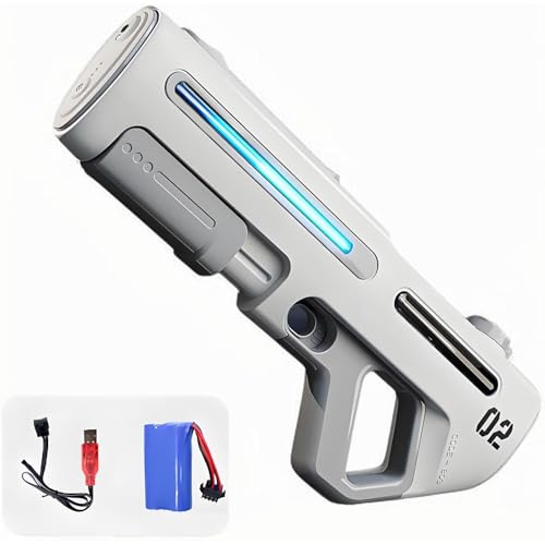 Long-Range Electric Water Blaster with LED for Kids Adults,Elektrische Wasserpistole Wiederaufladbare,6-8 M Reichweite,Automatische Wasser Pistole Spielzeug für im Freien Sommer Pool Strand (Weiß) von GUSHE