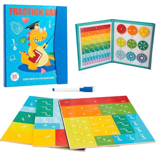 Magnetic Fraction Demonstration Book for Kids Learning,Magnetische Bruchscheibe,Magnet Mathe Spiel Brüche,Bruchrechnen Material Magnetisch,Magnetische Bruchfliesen und Bruchkreise für Kinder (A) von GUSHE
