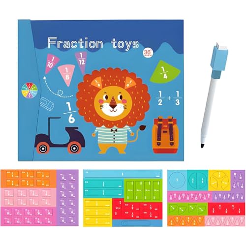 Magnetic Fraction Demonstration Book for Kids Learning,Magnetische Bruchscheibe,Magnet Mathe Spiel Brüche,Bruchrechnen Material Magnetisch,Magnetische Bruchfliesen und Bruchkreise für Kinder (C) von GUSHE