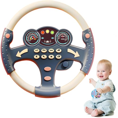 Musical Steering Wheel Toy, Lenkrad Kinder Spielzeug, Simulierter tragbarer Fahr Lenkrad Mit Licht Und Musik, Interaktives Lenkrad Lernspielzeug, Spielzeuglenkrad für Kleinkinder Kinder (Blau) von GUSHE