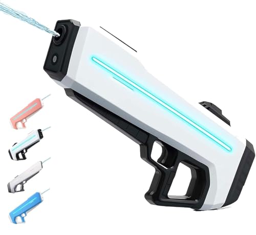 RapidJet Pro - Electric Pulse Water Gun,Automatic One-Button Refill,Elektrischer Puls-Wasserwerfer,Wasserspritzpistole mit LED Licht,Wasserpistole Erwachsene und Kind für Pool Garten Strand (Weiß) von GUSHE