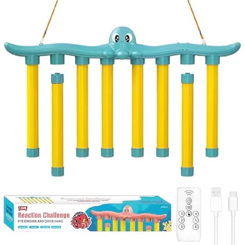 Reaction Challenge Octopus Stick Grab Game, Reaktionstraining Spielzeug mit Fallende Stöcke, 3 Einstellbarer Geschwindigkeit, Fangspiel zur Hand-Augen-Koordination für Kinder und Erwachsene (Blue) von GUSHE