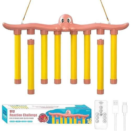 Reaction Challenge Octopus Stick Grab Game, Reaktionstraining Spielzeug mit Fallende Stöcke, 3 Einstellbarer Geschwindigkeit, Fangspiel zur Hand-Augen-Koordination für Kinder und Erwachsene (Pink) von GUSHE