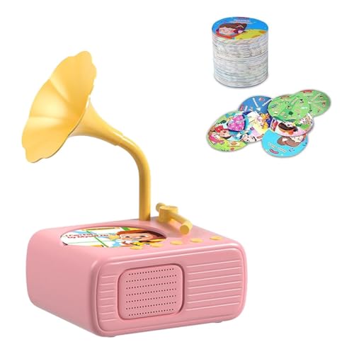 Sweako Kids Phonograph with 96 Cards, Kinder Grammophon mit 96 Karten, Musikspieler Spielzeug, Maschine zur frühkindlichen Bildung für Kinder, interaktives Plattenspieler für Kleinkinder (Rosa) von GUSHE