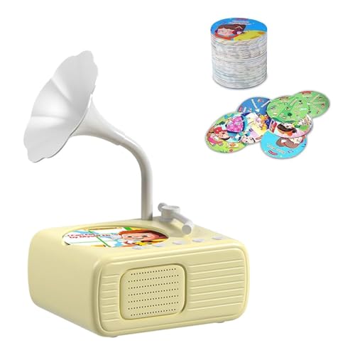 Sweako Kids Phonograph with 96 Cards, Kinder Grammophon mit 96 Karten, Musikspieler Spielzeug, Maschine zur frühkindlichen Bildung für Kinder, interaktives Plattenspieler für Kleinkinder (Weiß) von GUSHE