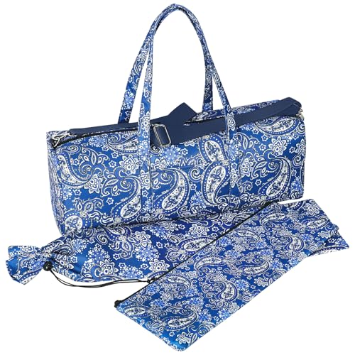 GUSTARIA Leere Mahjong-Spielset-Tasche, blau bedruckte amerikanische Mahjongg-Tasche, mit Schutzhülle für Mahjong-Racks und Schieber und Mahjong-Fliesen-Tasche (nur Hülle) von GUSTARIA