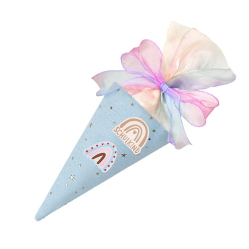 GUSXPPD 30cm Geschwisterschultüte, Geschenkverpackung kleine Schultüte, Zuckertüte für Jungen und Mädchen, Geschenktüte Schule für Schüler Studenten zum Schulstart Ausbildungsstart Studium (Blau) von GUSXPPD