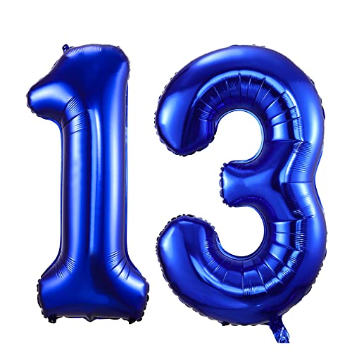 100cm Dunkelblau Luftballon Zahl 13 zum Geburtstag Fliegt Mit Helium Folienballon Geburtstagsdeko Ballon Zahl Deko zum Geburtstag (Dunkelblau, Zahl 13) von GUTCOOL